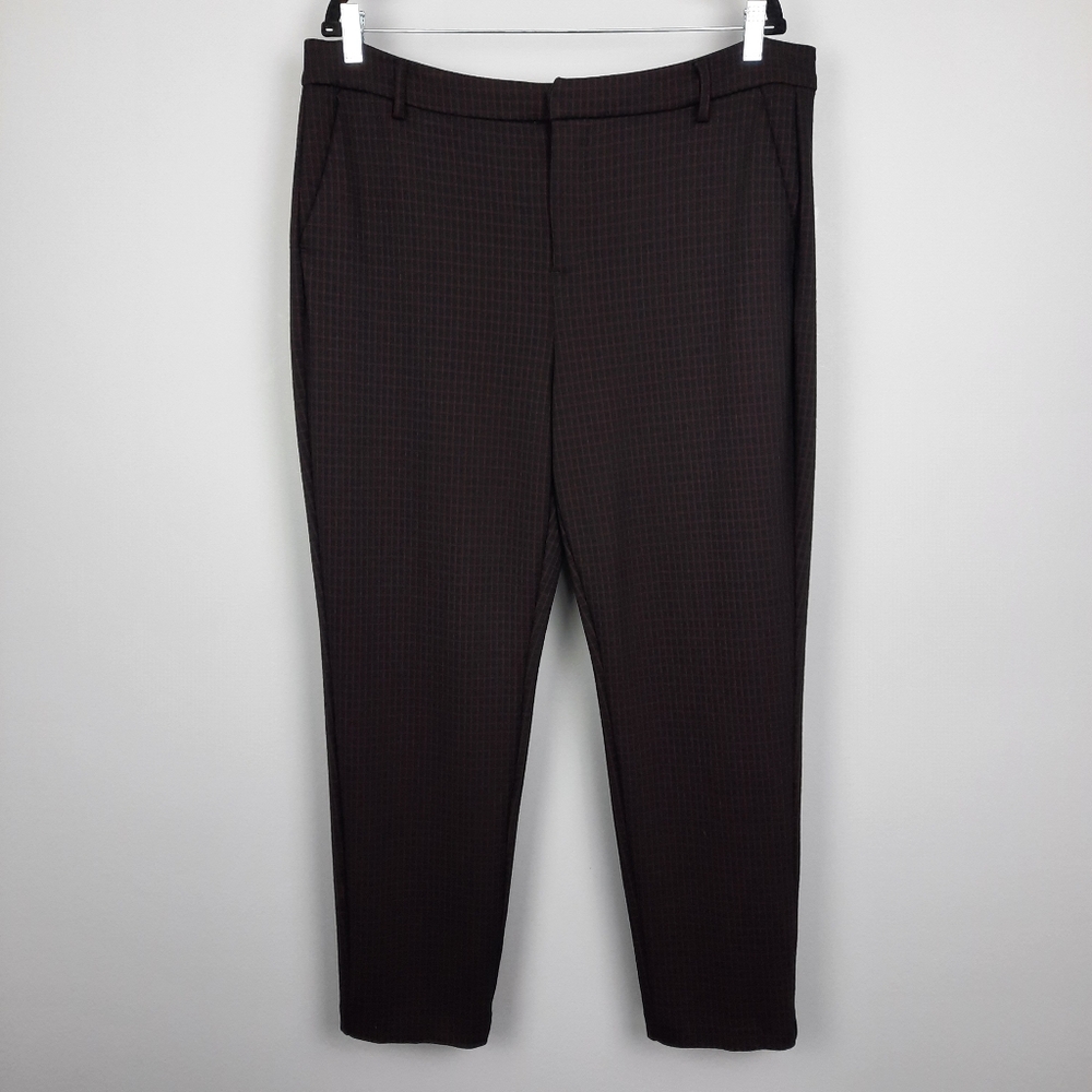 Liverpool TALL Kelsey Knit Trousers in Black and Cranberry Grid Print size 16